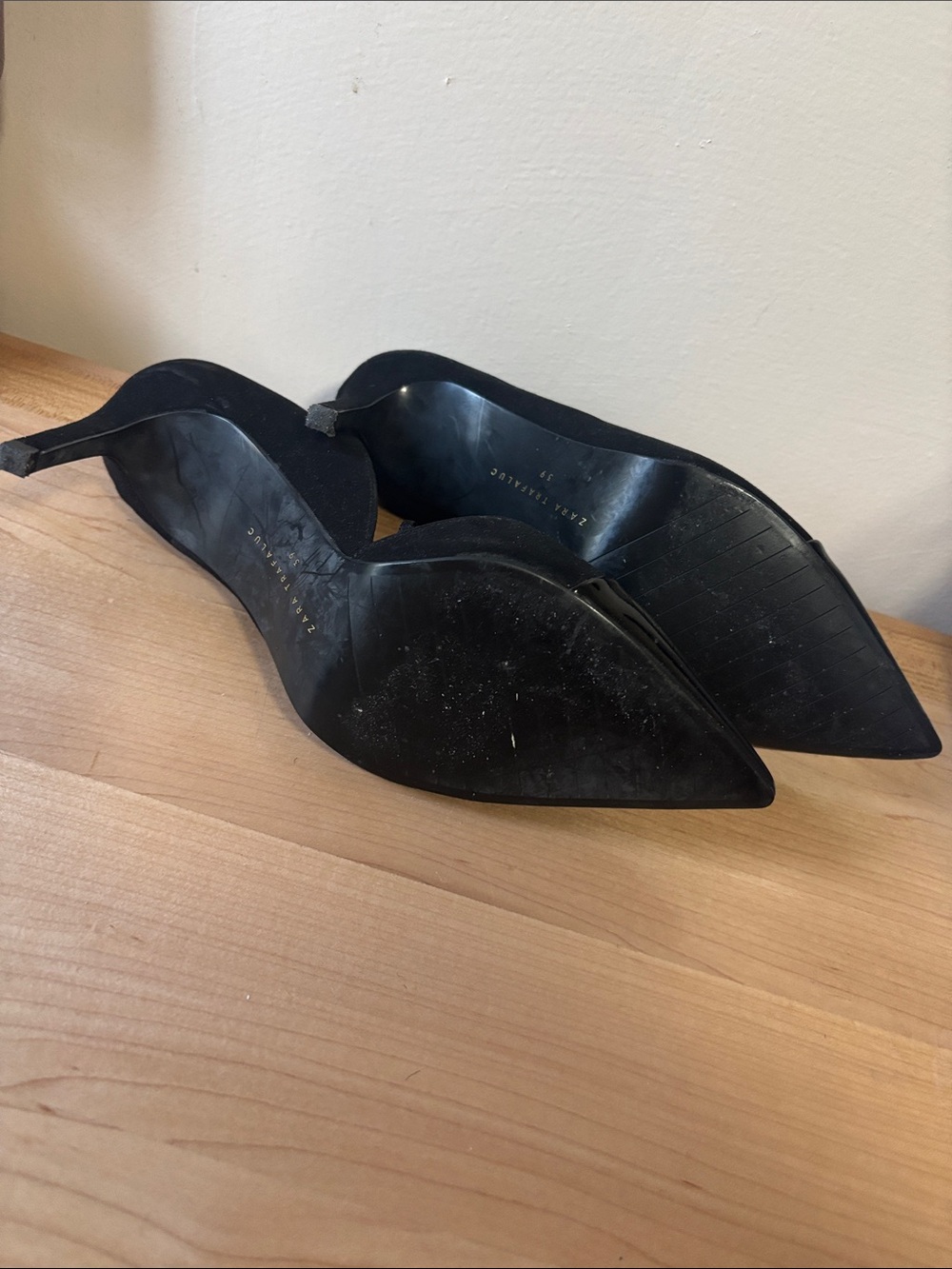 Zara Trafaluc Black Pointed Patent Cap High Heels size Eu 39 US 8.5 - Picture 4 of 6